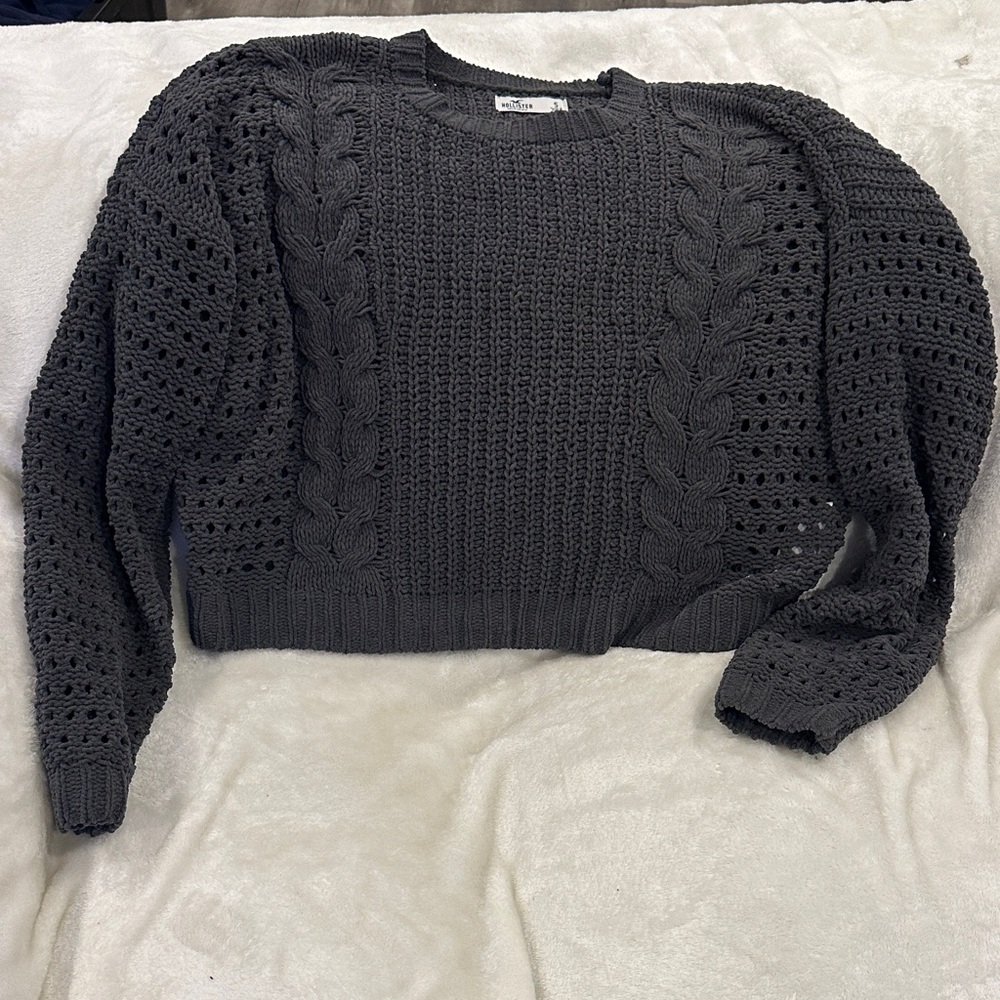 Hollister Charcoal Cable Knit Sweater